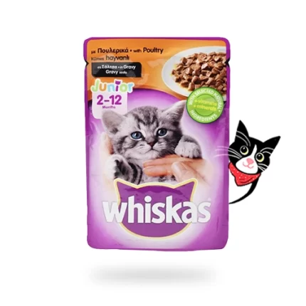 غذای پوچ بچه گربه 2 تا 12 ماه با طعم طیور ویسکاس