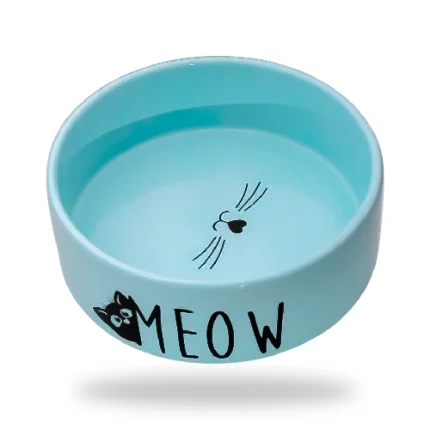 ظرف سرامیکی آب و غذای گربه حنا پت طرح رنگی گربه میو