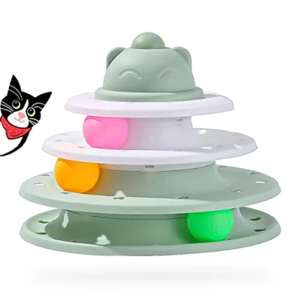 اسباب بازی گربه 3 طبقه با 3 توپ مدل سر گربه