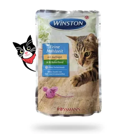 پوچ گربه وینستون طعم گوشت پرندگان و گیاهان معطر