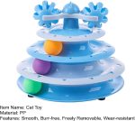 اسباب بازی گربه 3 طبقه با 3 توپ و فنر پَر دار طرح دو چرخ