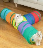 تونل گربه سه طرفه چند رنگ - Multi-color three-way cat tunnel