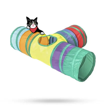 تونل گربه سه طرفه چند رنگ - Multi-color three-way cat tunnel