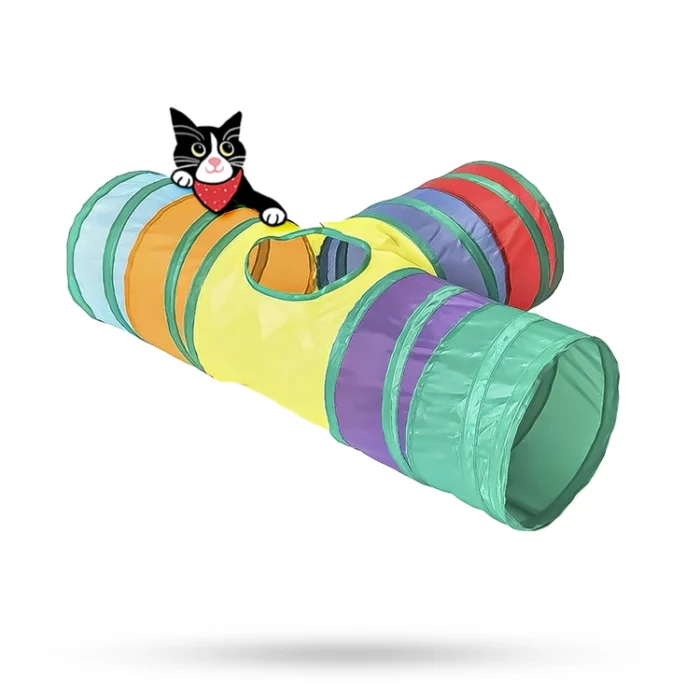 تونل گربه سه طرفه چند رنگ - Multi-color three-way cat tunnel