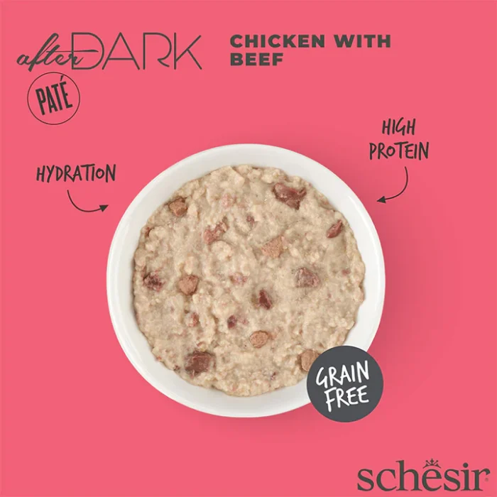 کنسرو گربه پته شسیر با طعم مرغ و گوشت - Schesir pate chicken with Beef