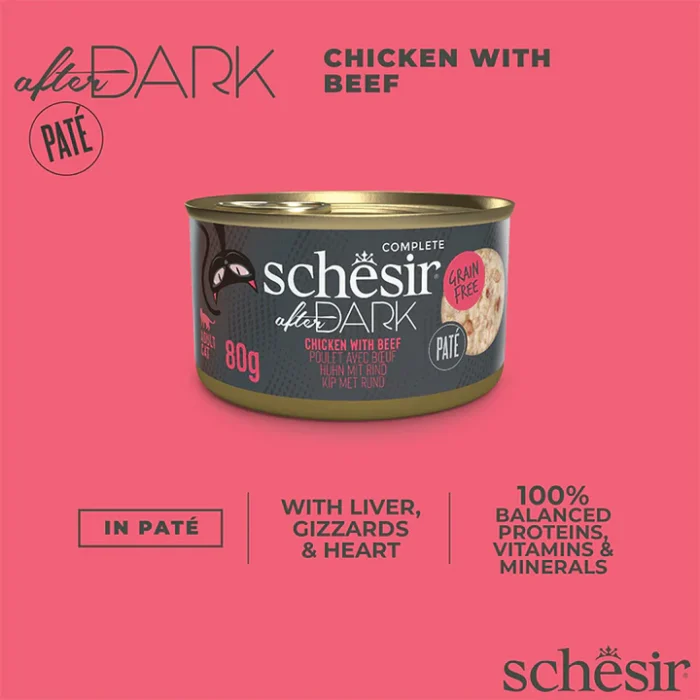 کنسرو گربه پته شسیر با طعم مرغ و گوشت - Schesir pate chicken with Beef