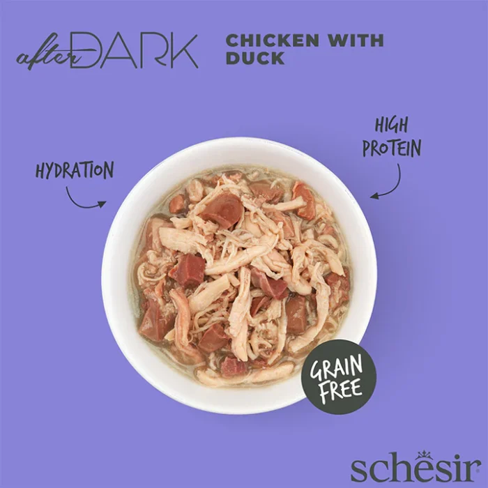 کنسرو گربه پته شسیر با طعم مرغ و اردک (در آبگوشت) - Schesir Pate chicken with duck in broth