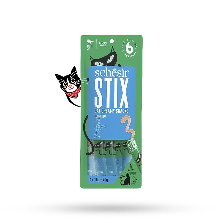 بستنی گربه شسیر مدل Stix طعم ماهی تن - Schesir Stix Cat Creamy Snacks Tuna