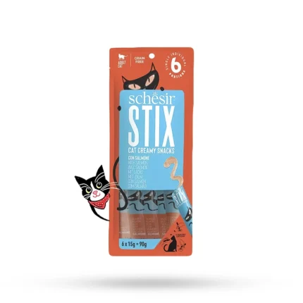 بستنی گربه شسیر مدل Stix طعم سالمون - Schesir Stix Cat Creamy Snacks Salmon