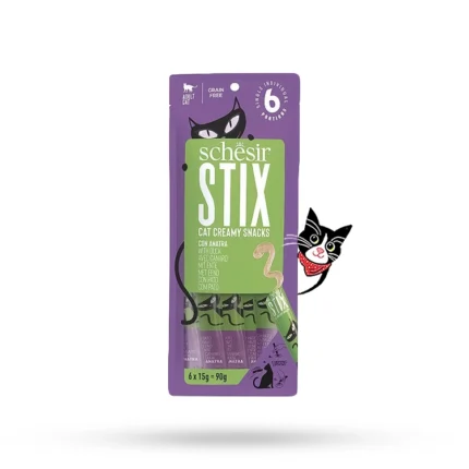 بستنی گربه شسیر مدل Stix طعم اردک - Schesir Stix Cat Creamy Snacks Duck