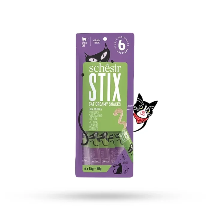 بستنی گربه شسیر مدل Stix طعم اردک - Schesir Stix Cat Creamy Snacks Duck