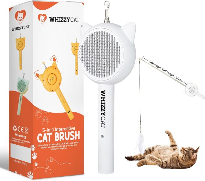 برس مو گربه لیزر دار با دکمه تخلیه مو مدل کونگفو - Kungfu laser cat hair brush with hair discharge button