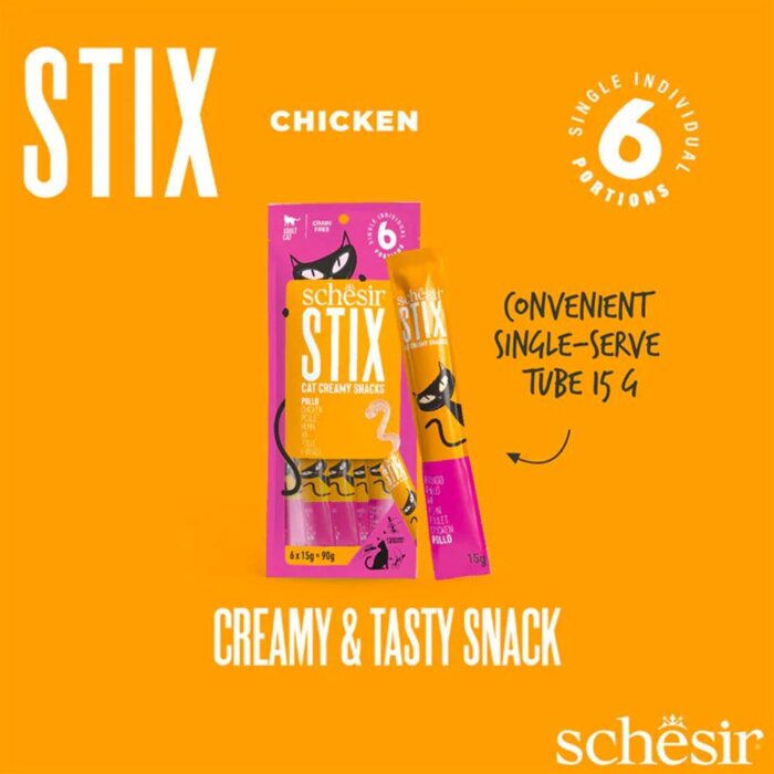 بستنی گربه شسیر مدل Stix طعم مرغ - Schesir Stix Cat Creamy Snacks Chicken