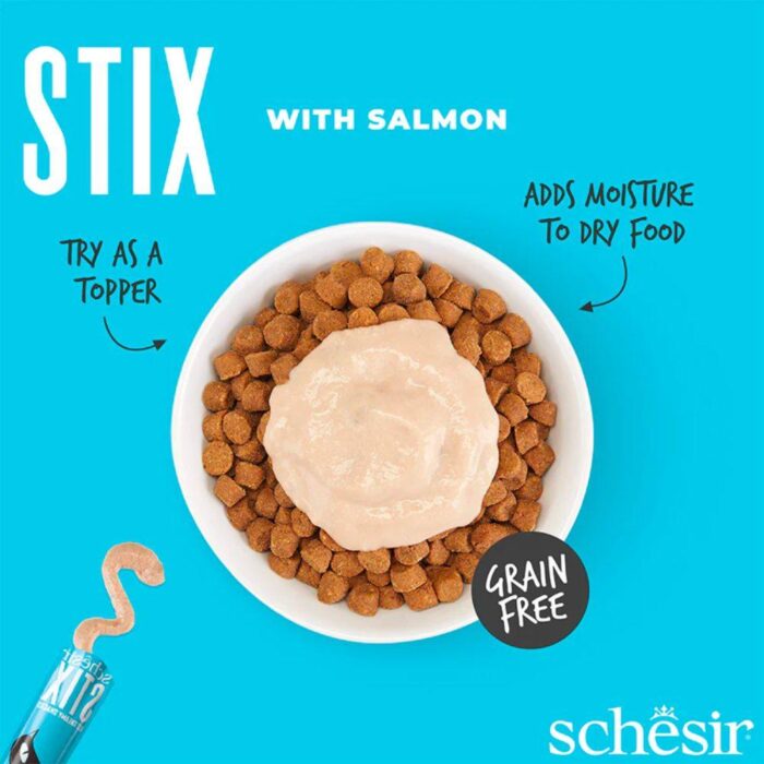 بستنی گربه شسیر مدل Stix طعم سالمون - Schesir Stix Cat Creamy Snacks Salmon