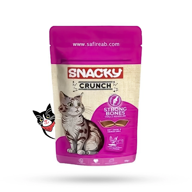 تشویقی گربه کرانچی اسنکی با طعم مرغ و پنیر تقویت مفاصل و استخوان – Snacky Crunch Strong Bones Cat Treats With Chicken And Cheese