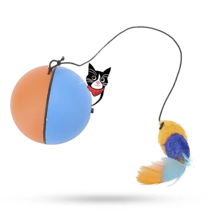 اسباب بازی گربه توپ هوشمند پر دار - Smart Feather Ball Cat Toy